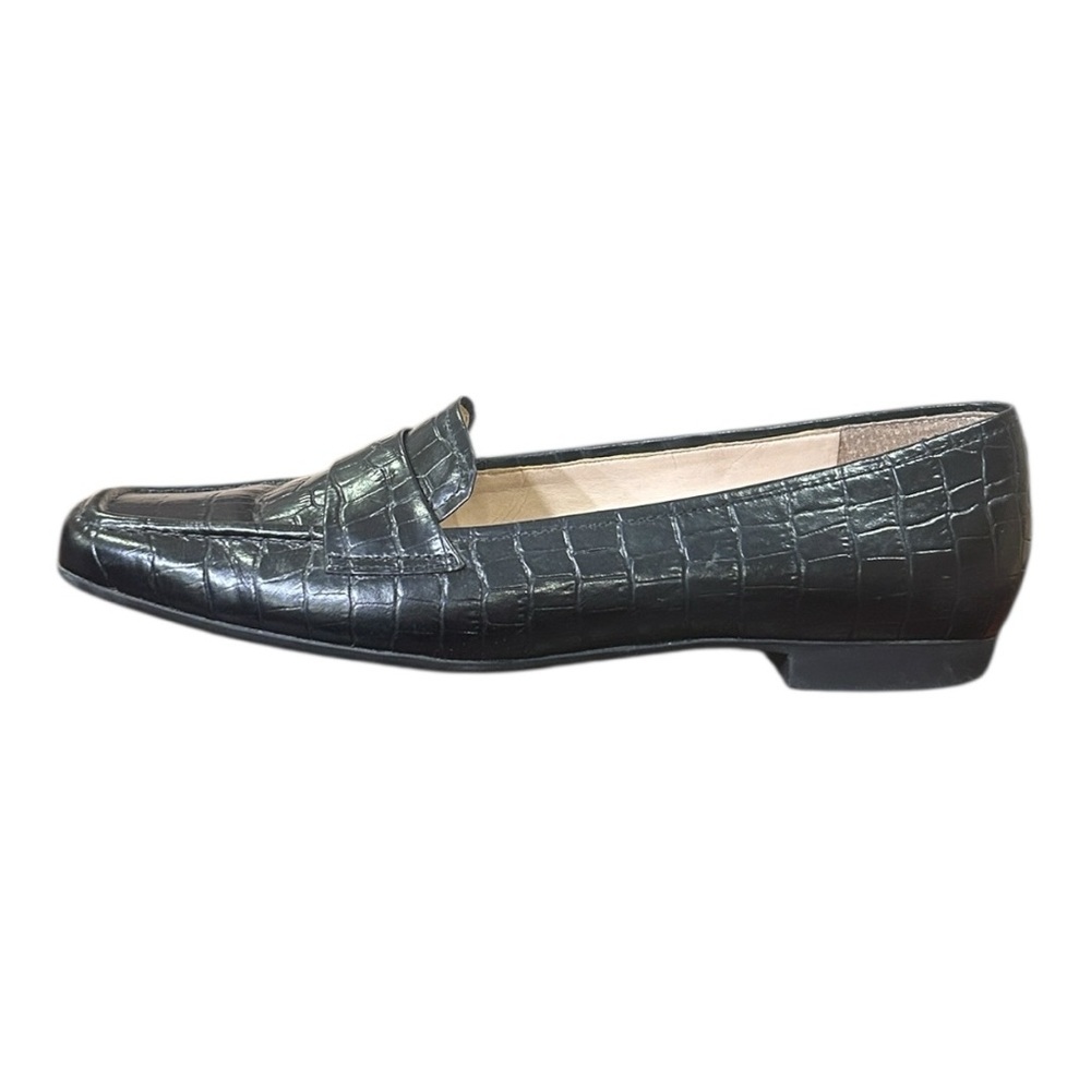 Rockport Embossed Square Toe Leather Loafers Black Size 7 - Picture 3 of 11